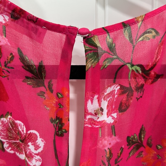 Calvin Klein Women Sz 10 Pink Floral High Lo Midi Dress Sleeveless Flowy Chiffon - Picture 11 of 11